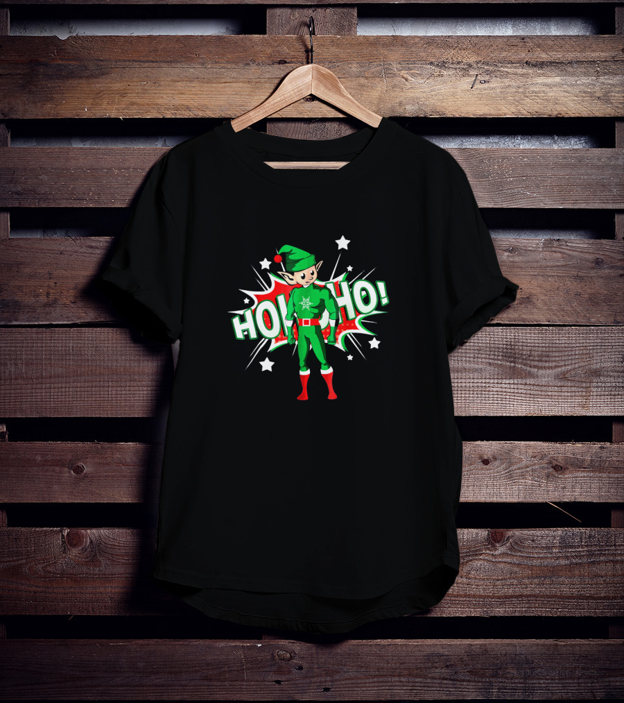 Ho Ho Superhero Elf Holiday Festive Costume Explosion T-Shirt