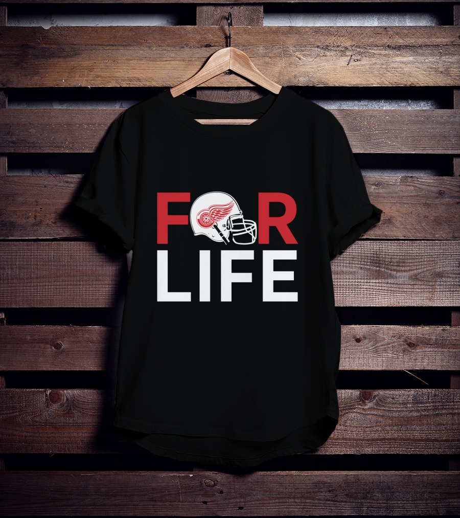 Detroit Red Wings Helmet Graphic For Life T-Shirt