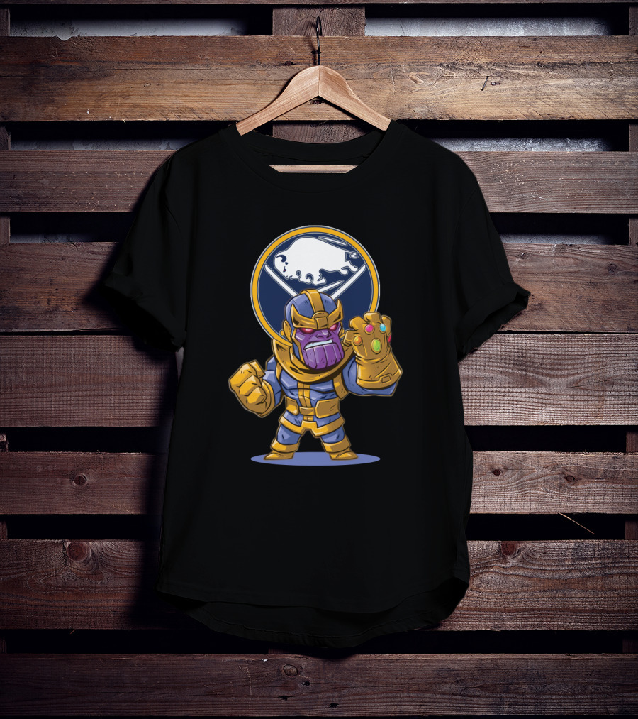 Thanos Holding Infinity Gauntlet In Front Of Buffalo Sabres T-Shirt