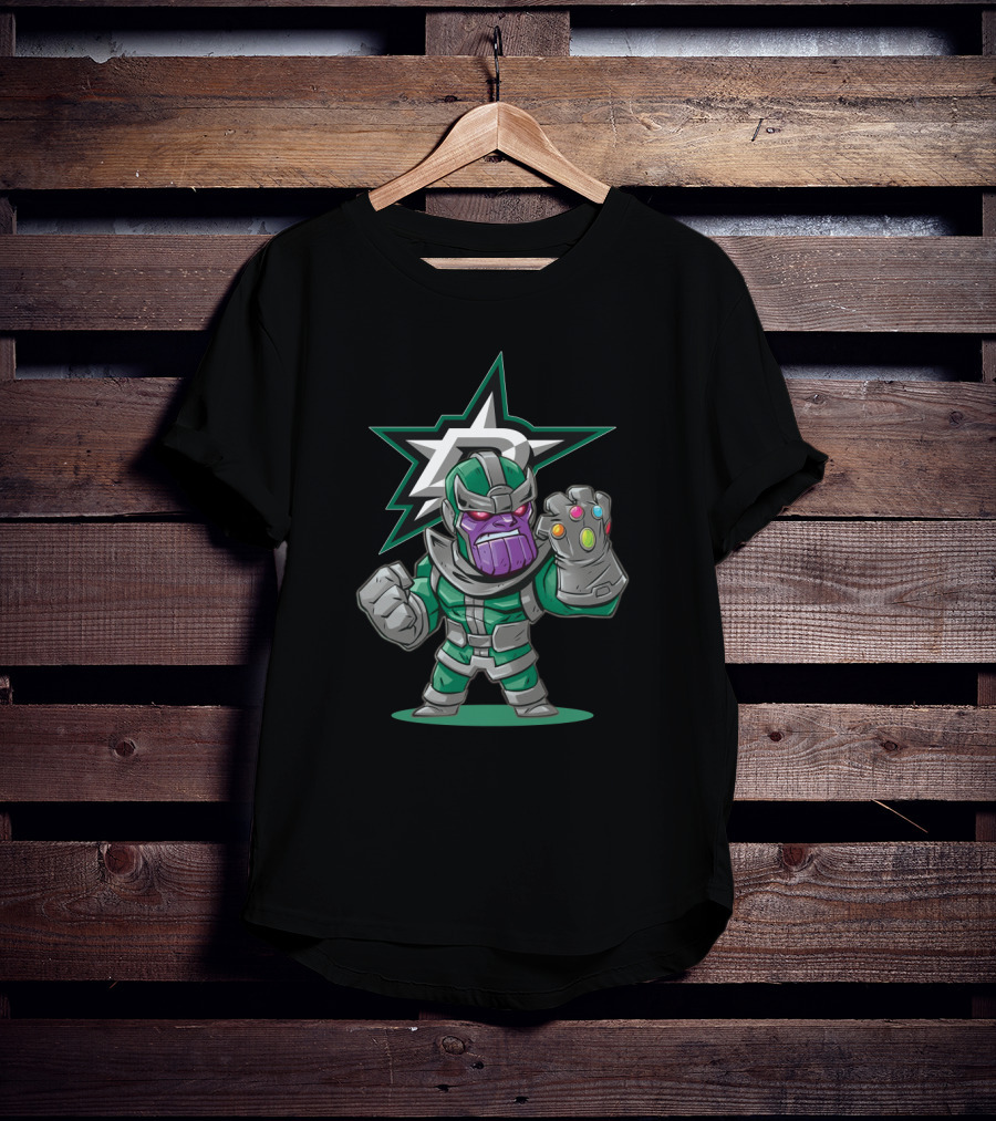 Dallas Stars Hockey Fans Thanos Mashup Infinity Gauntlet T-Shirt