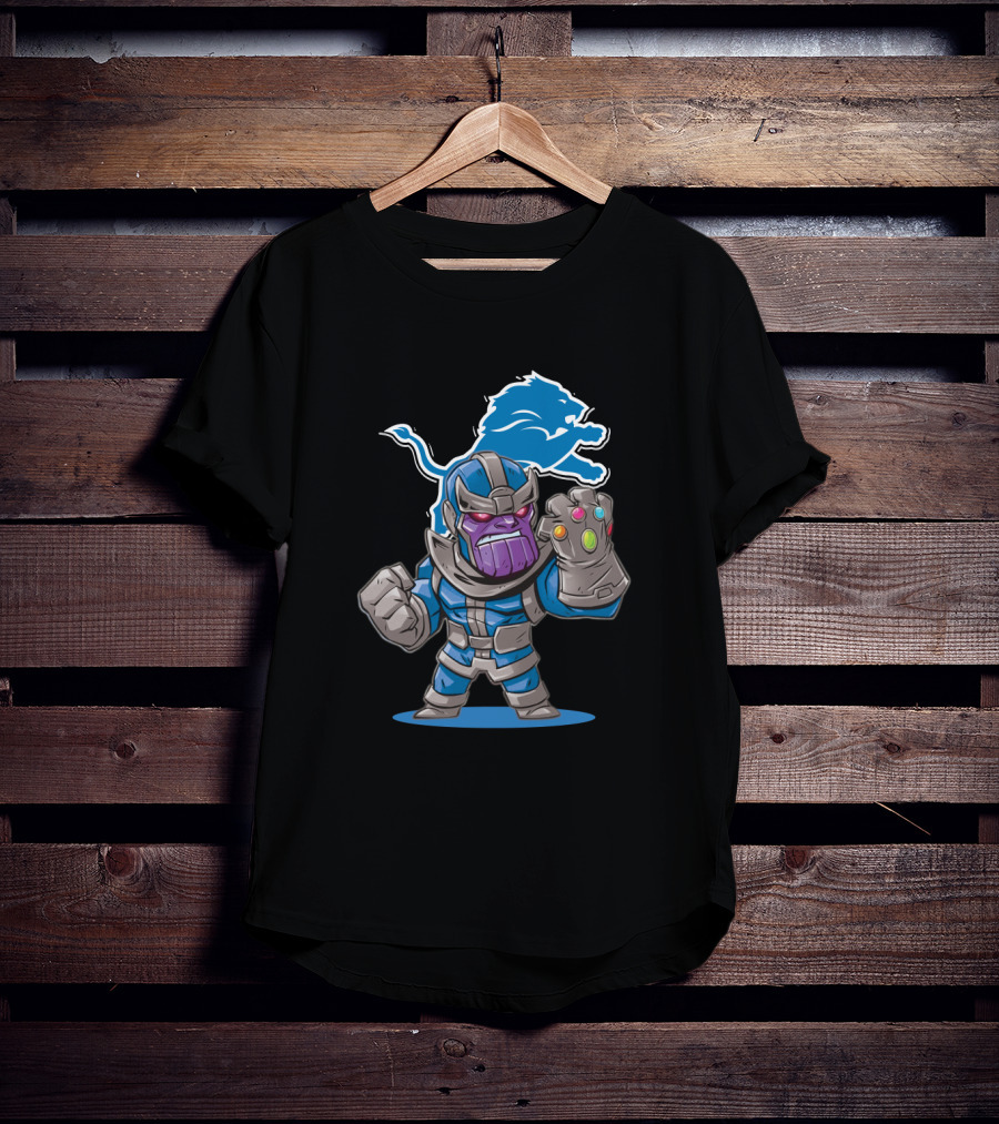 Thanos Meets Detroit Lions Fans Infinity Gauntlet Crossover T-Shirt