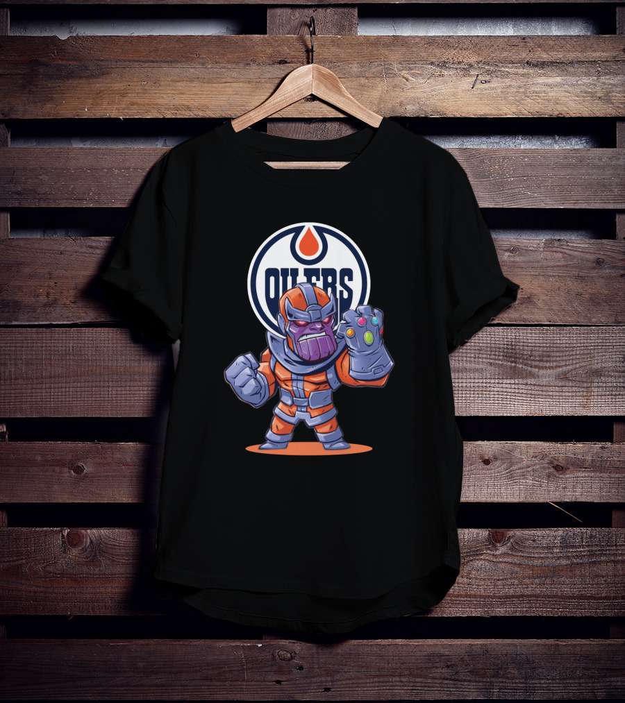 Thanos In Edmonton Oilers Colors Standing Strong With Oilers T-Shirt