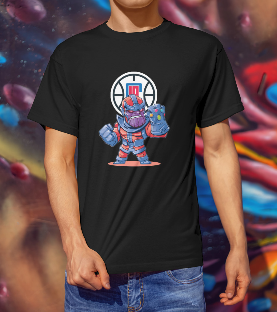 Thanos La Clippers Fans Battle Stance Infinity Gauntlet T-Shirt