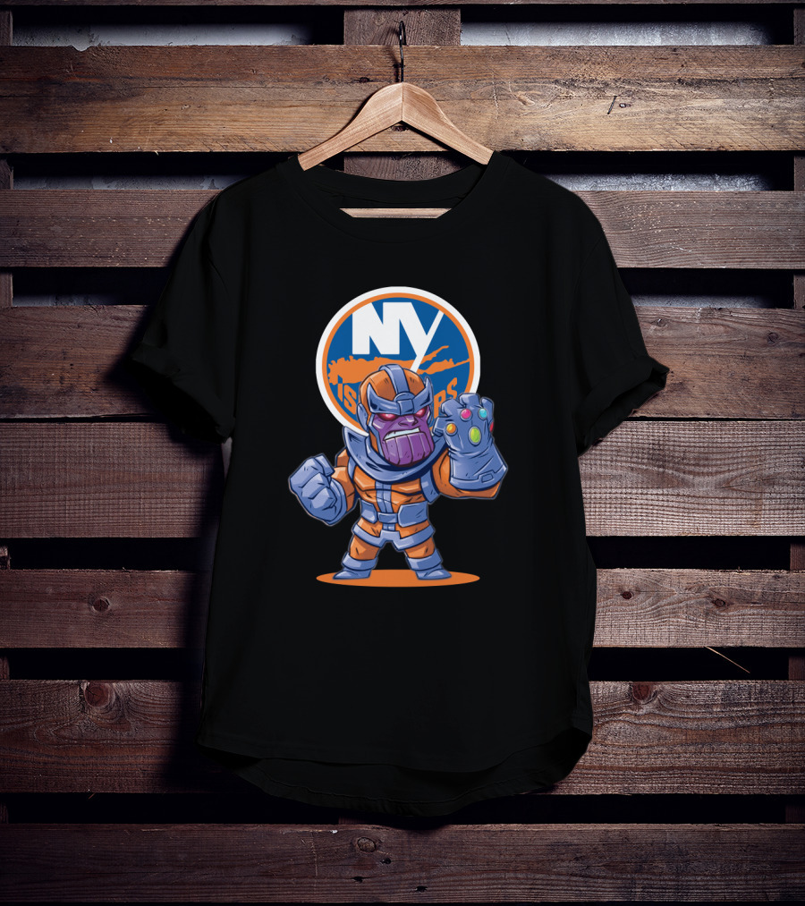 NY Islanders Thanos Fan Art With Infinity Gauntlet And Team T-Shirt