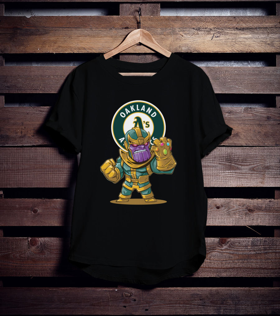 Oakland Athletics Thanos Infinity Gauntlet Crossover Fan T-Shirt