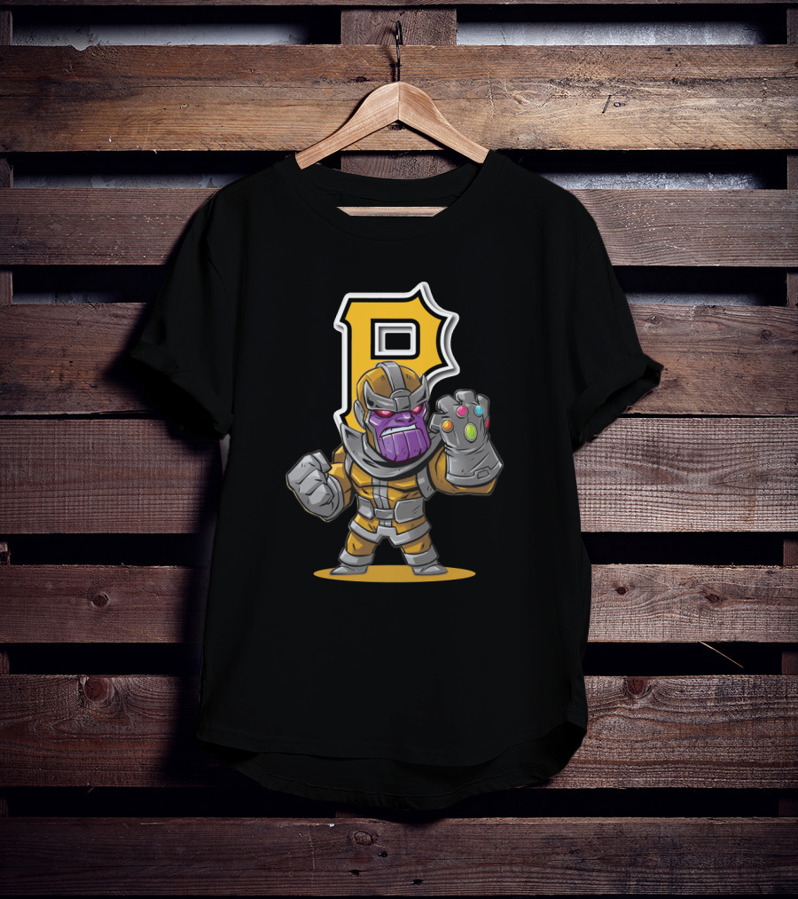 Thanos Pittsburgh Pirates Mashup Gauntlet P Baseball T-Shirt