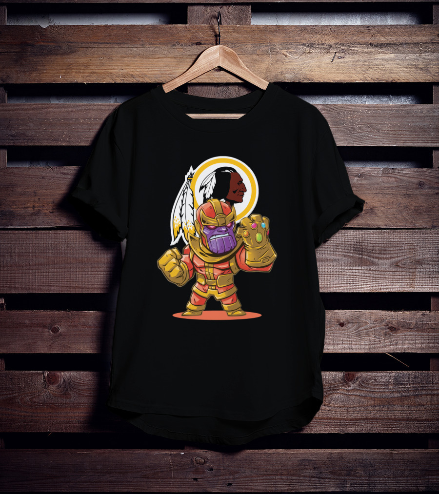 Thanos In Washington Redskins Colors With Infinity Gauntlet T-Shirt