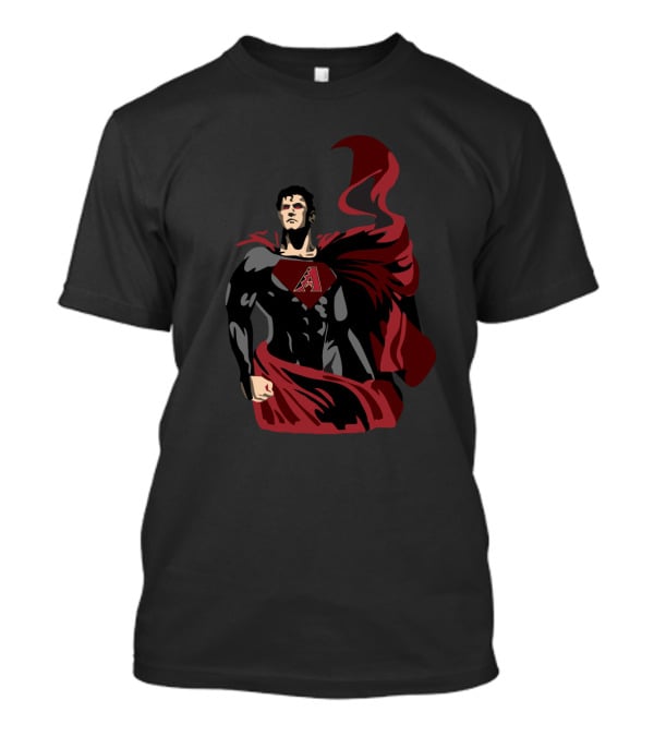 Superman Diamondbacks Logo Mashup With Red Cape And Dark Suit T-Shirt
