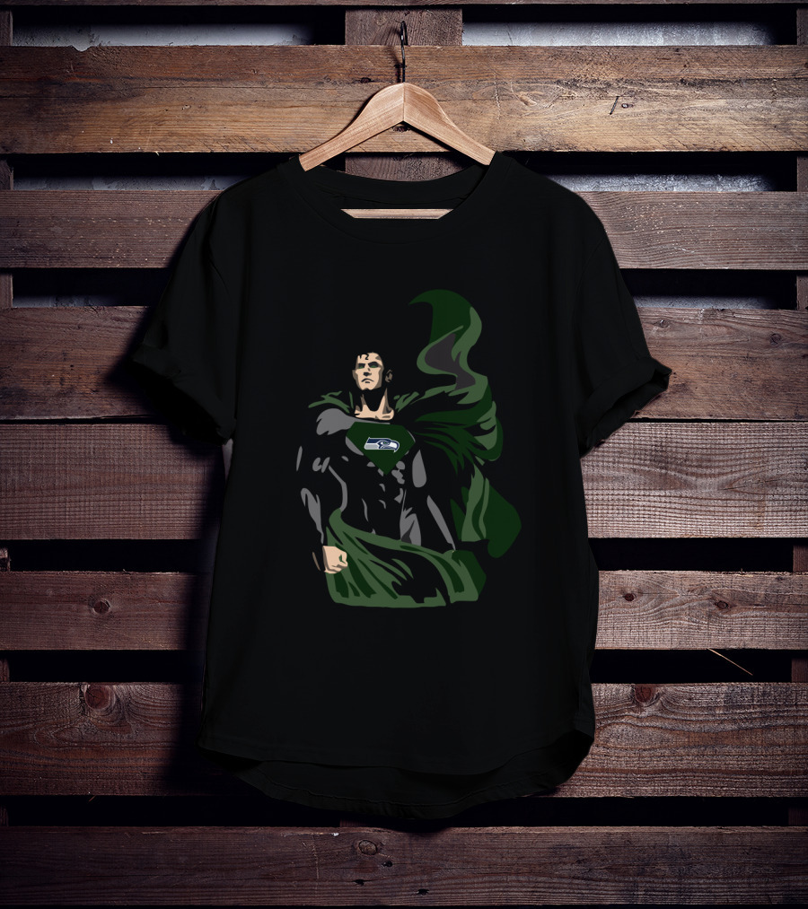 Superman Nfl Seattle Seahawks Emblem Fan T-Shirt