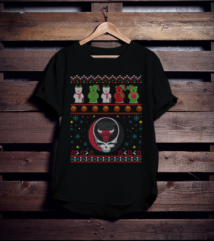 Chicago Bulls Bears Grateful Dead Christmas T-Shirt