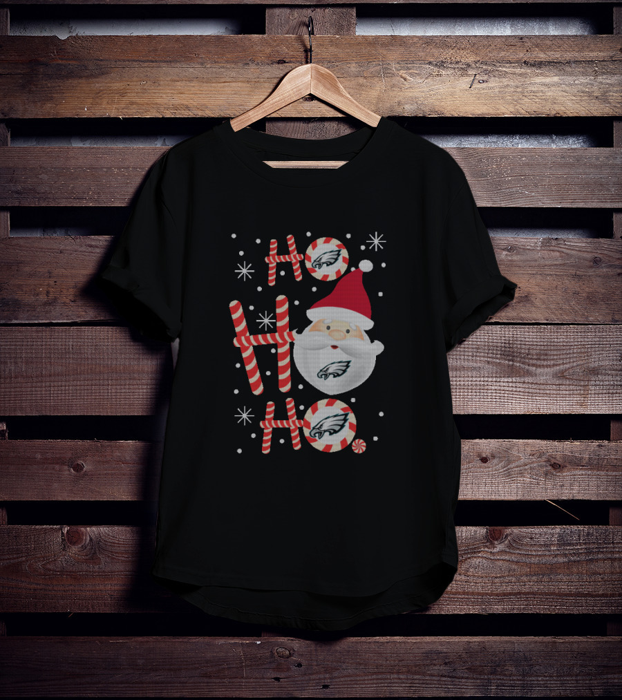 Ho Ho Ho Christmas Philadelphia Eagles Santa Claus Fan T-Shirt