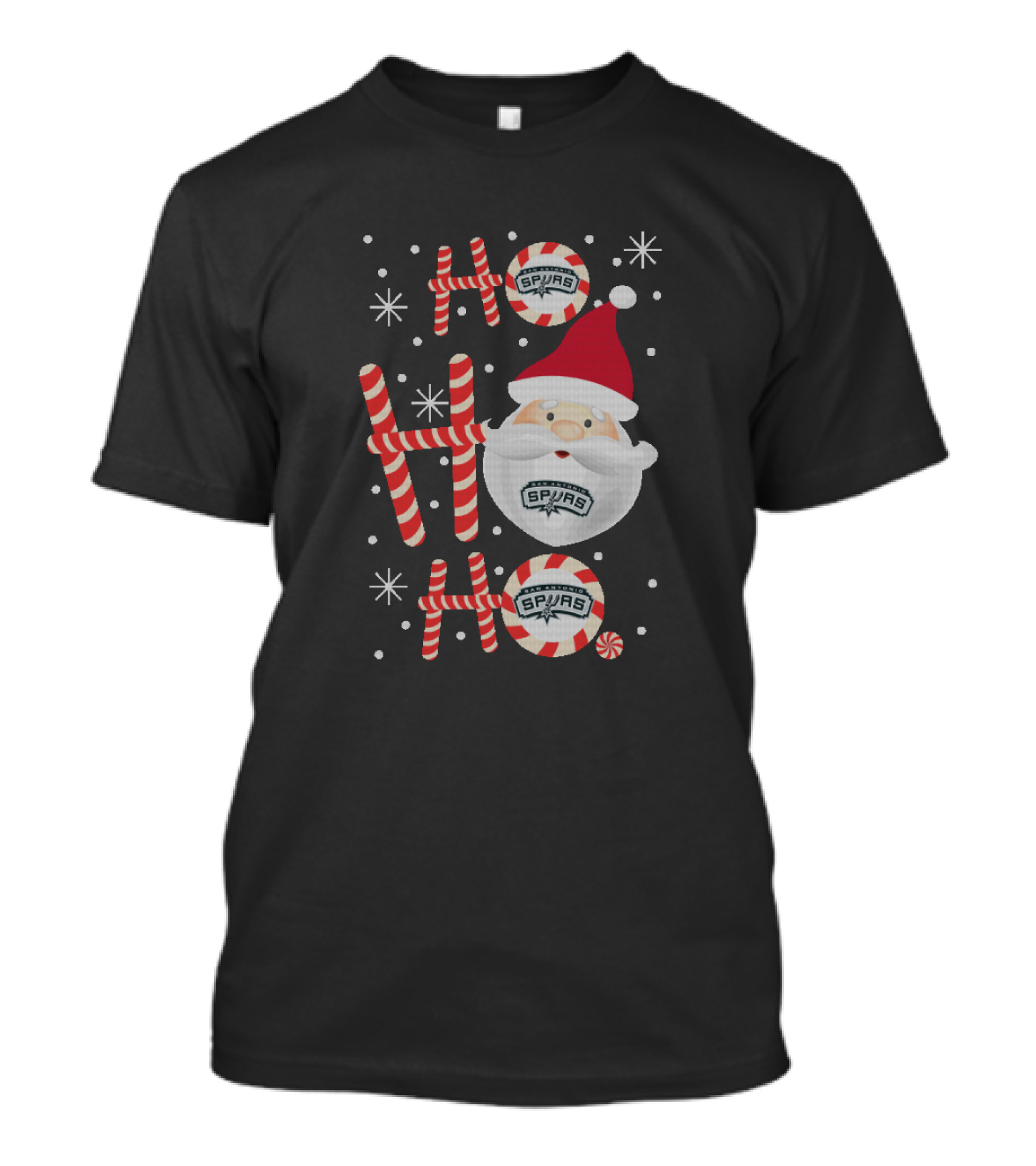 Ho Ho Ho San Antonio Spurs Christmas Santa With Candy Cane Fans T-Shirt