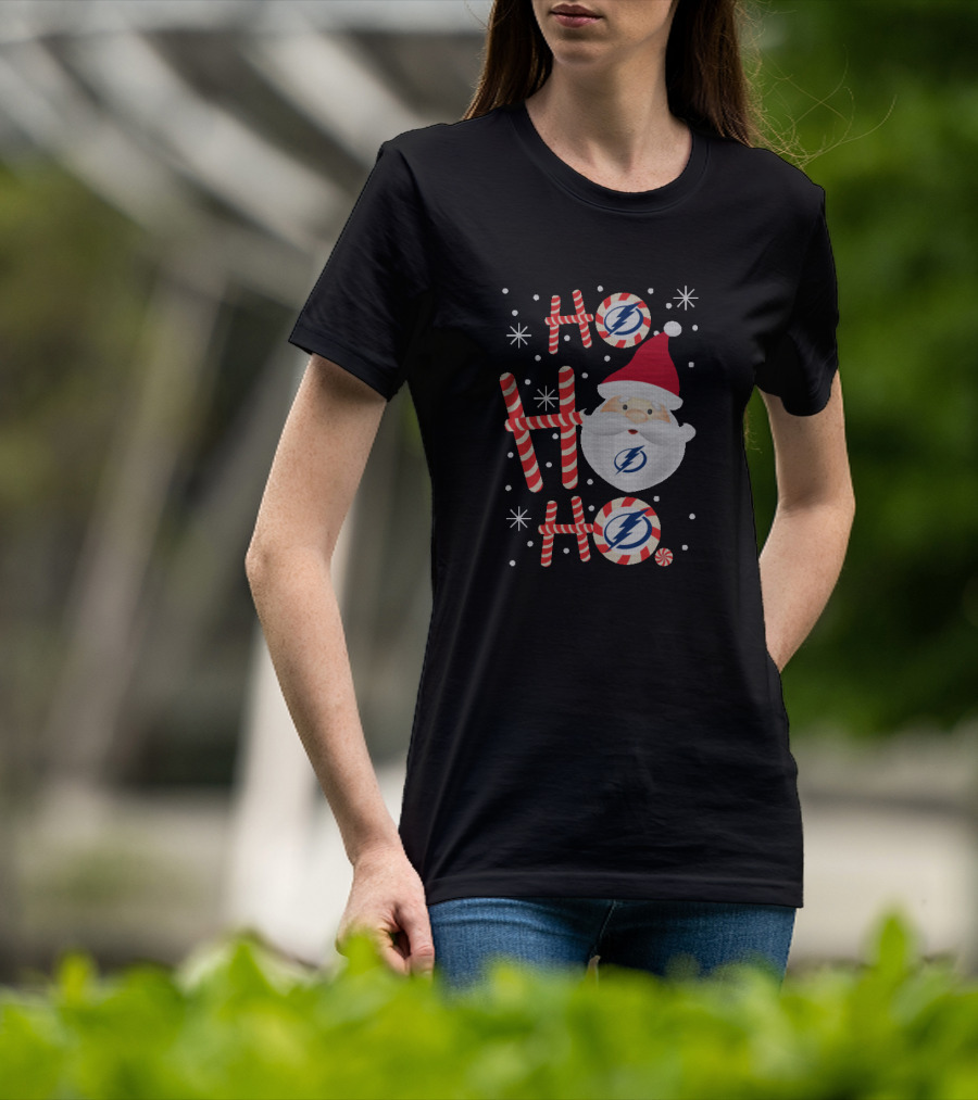 Ho Ho Ho Tampa Bay Lightning Santa Candy Cane Xmas Fans T-Shirt