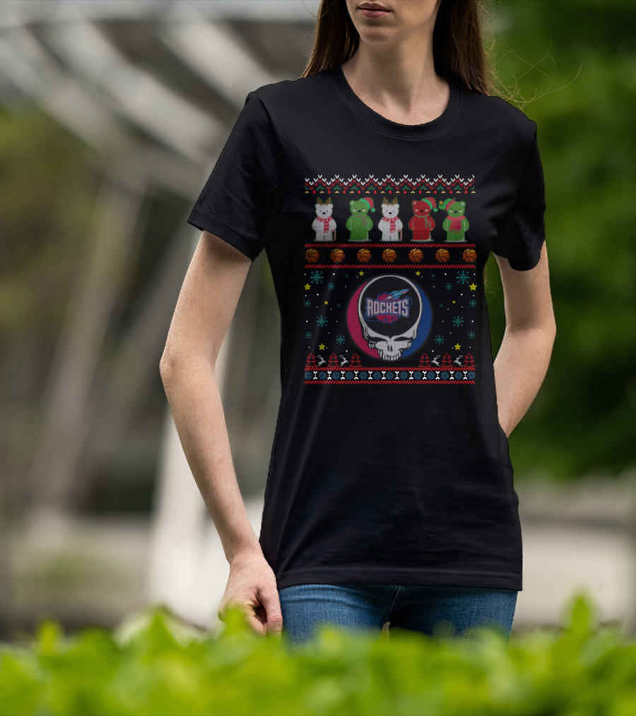 Houston Rockets Grateful Dead Christmas Bears T-Shirt