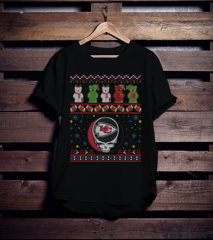 Kansas City Chiefs Grateful Dead Bears Christmas T-Shirt