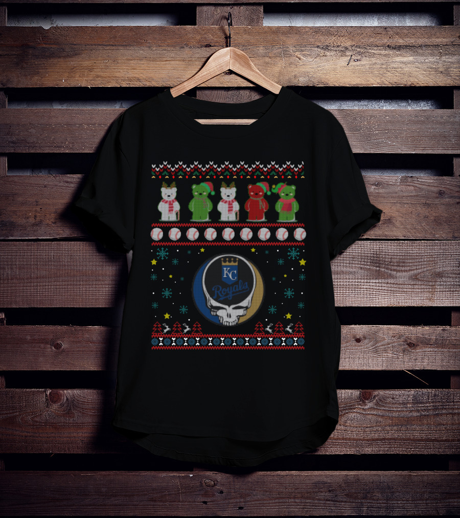 Kansas City Royals Grateful Dead Bears Festive Baseball T-Shirt