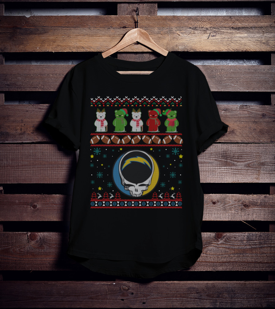 La Chargers Bears Grateful Dead Christmas Football Skullfest Holiday T-Shirt