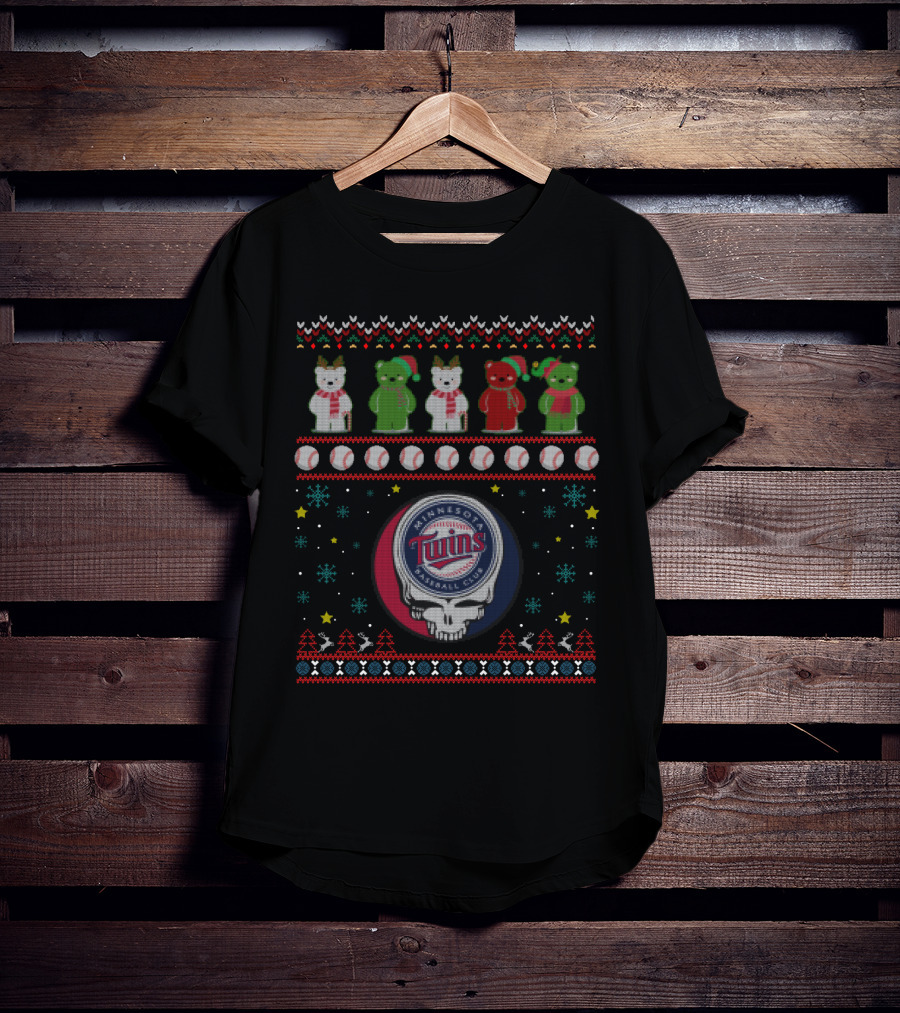 Minnesota Twins Grateful Dead Bears Baseball Holiday T-Shirt