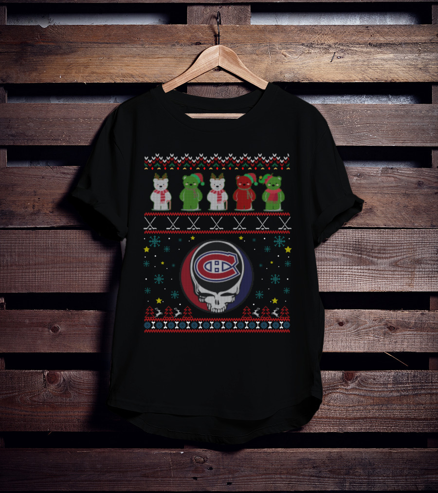 Montreal Canadiens Grateful Dead Bears Holiday Skull T-Shirt