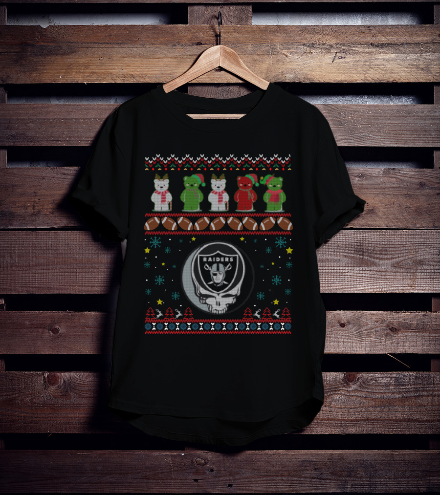 Oakland Raiders Grateful Dead Bears Christmas T-Shirt