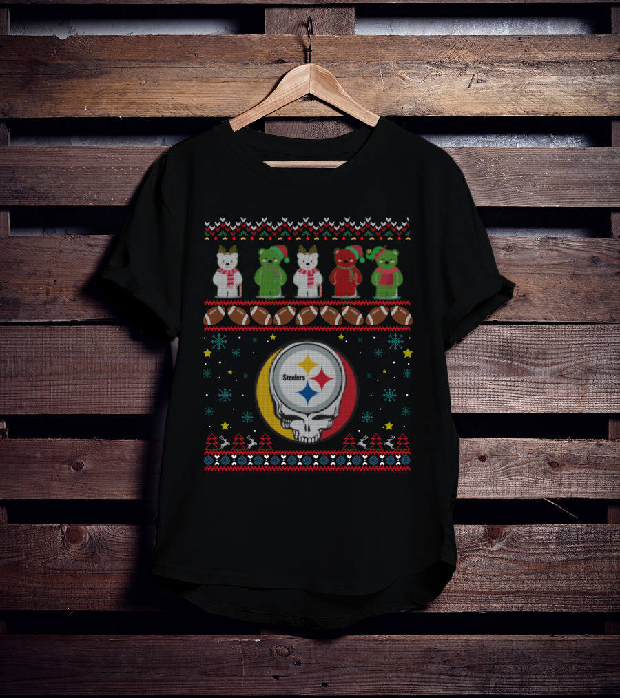 Pittsburgh Steelers Grateful Dead Bears Christmas Holiday T-Shirt