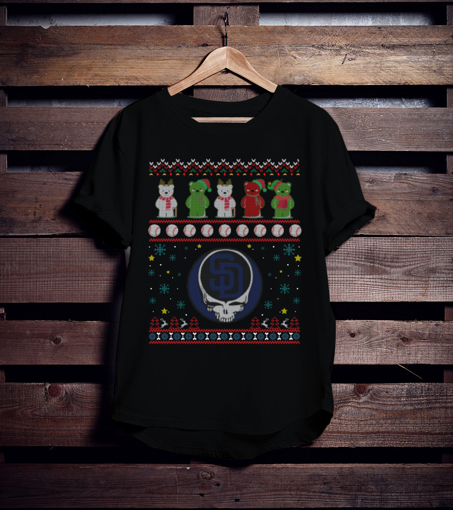 San Diego Padres Grateful Dead Bears Ugly Christmas T-Shirt