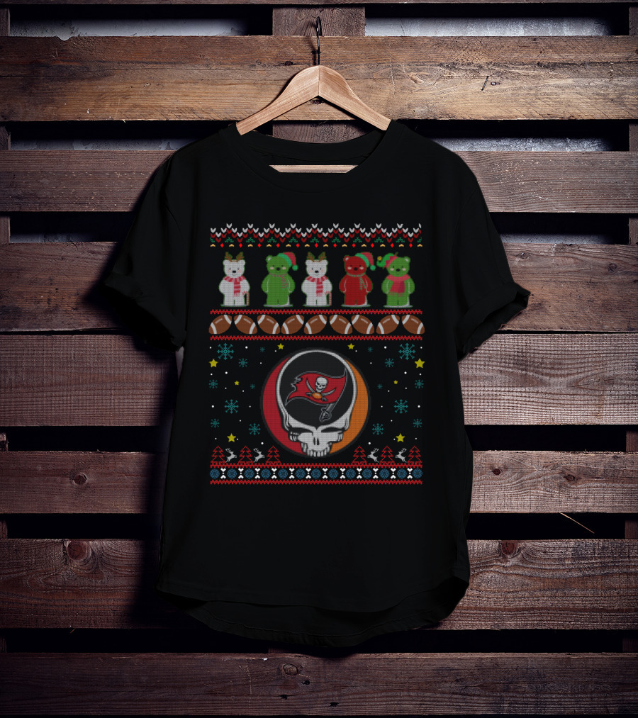 Tampa Bay Buccaneers Grateful Dead Bears Christmas Ugly T-Shirt