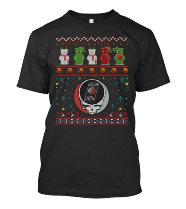 Portland Trail Blazers Grateful Dead Bears Christmas T-Shirt