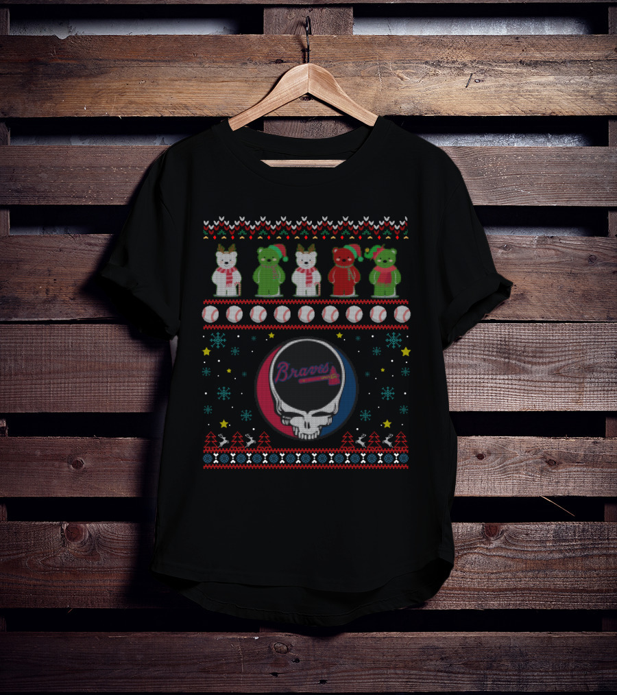 Braves Grateful Dead Bears Baseball Holiday T-Shirt