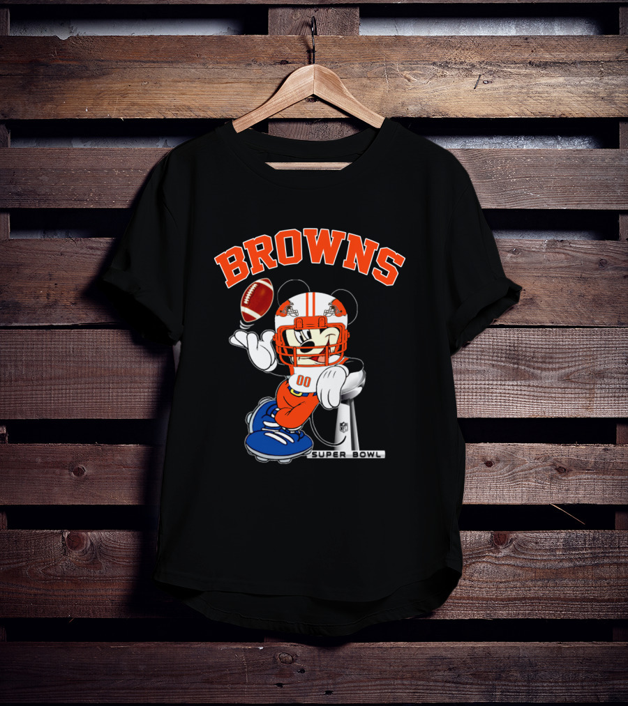 Browns Mickey Nfl Super Bowl Football T-Shirt