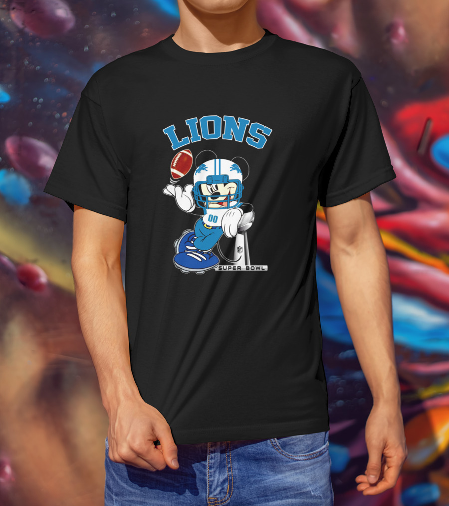 Lions Mickey Nfl Super Bowl Football T-Shirt