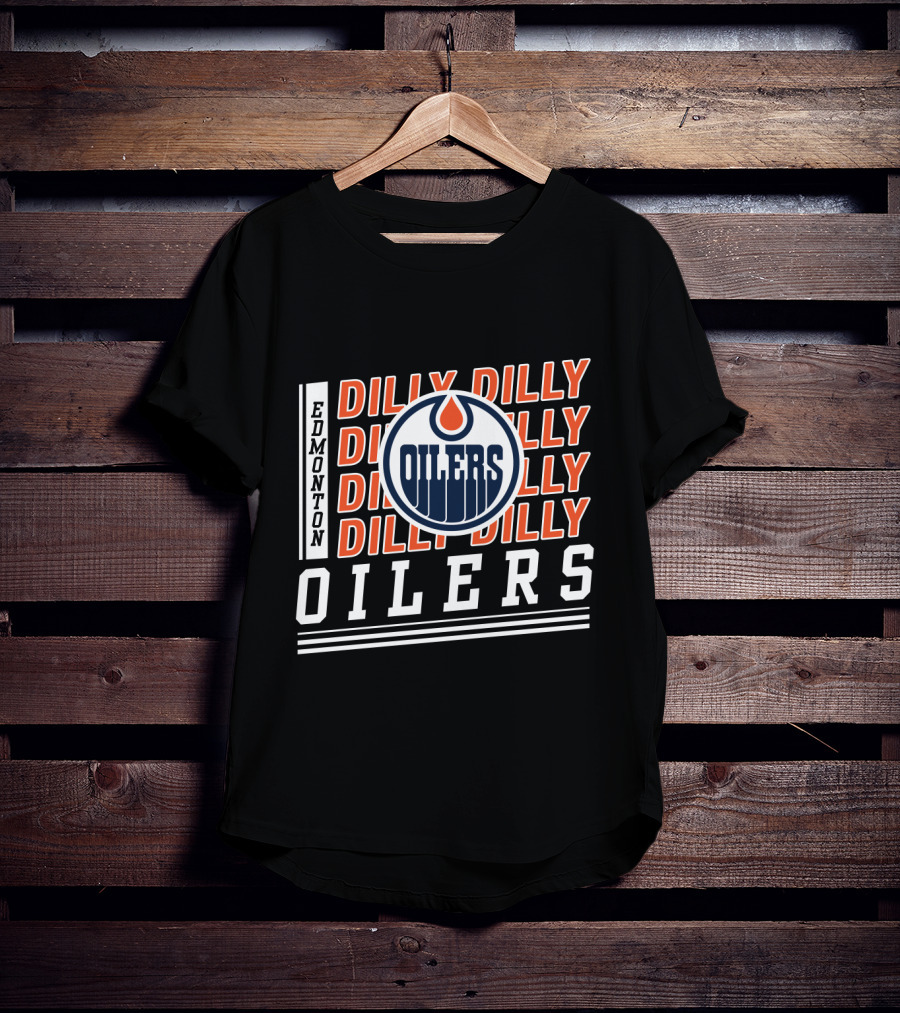 Edmonton Oilers Repeating Dilly Dilly Bold Text With Team T-Shirt