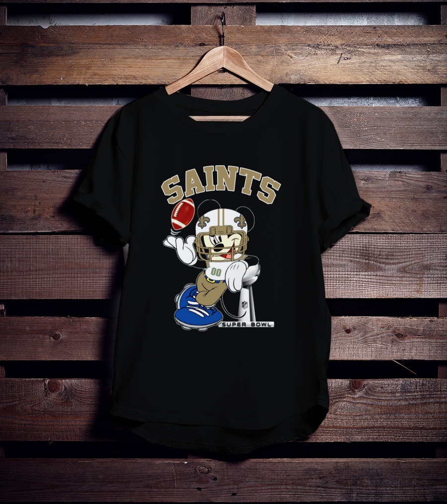 New Orleans Saints Mickey Mouse Nfl Super Bowl Football T-Shirt