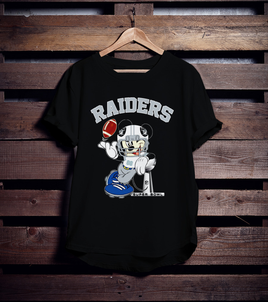 Raiders Mickey Mouse Nfl Super Bowl Football T-Shirt