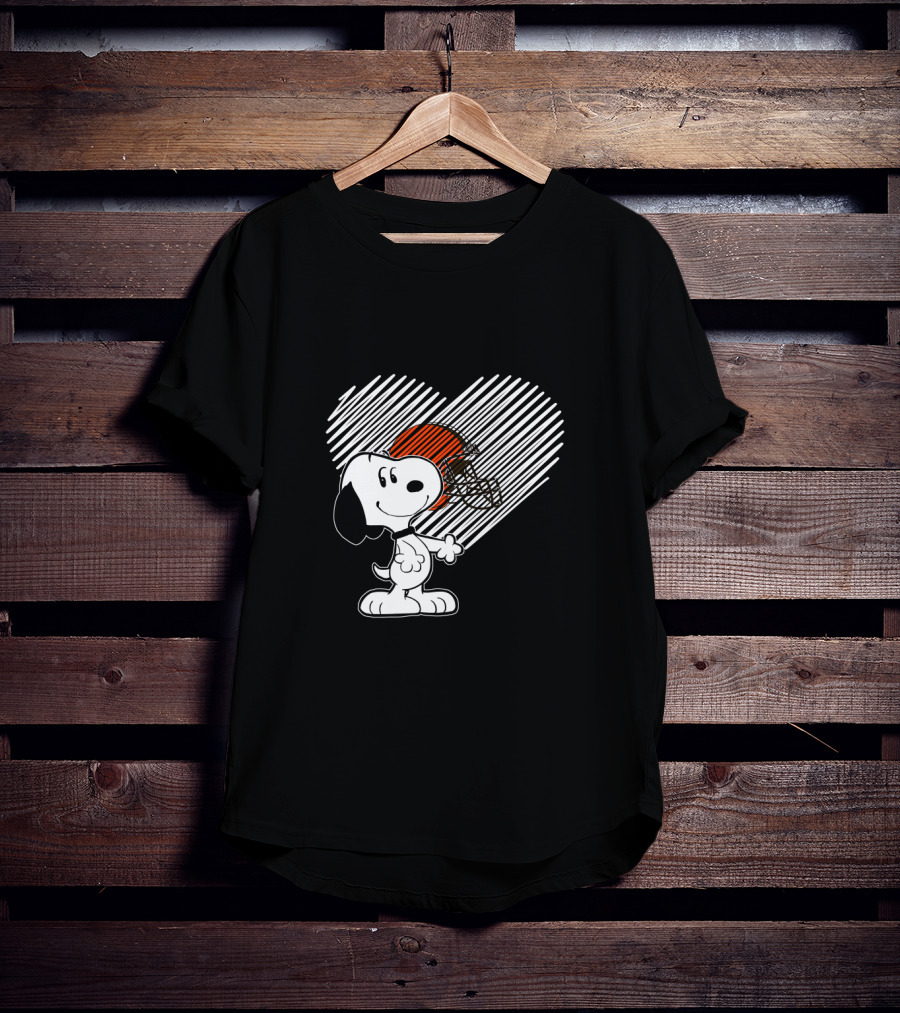 Snoopy Heart Cleveland Browns Fans Football Helmet T-Shirt