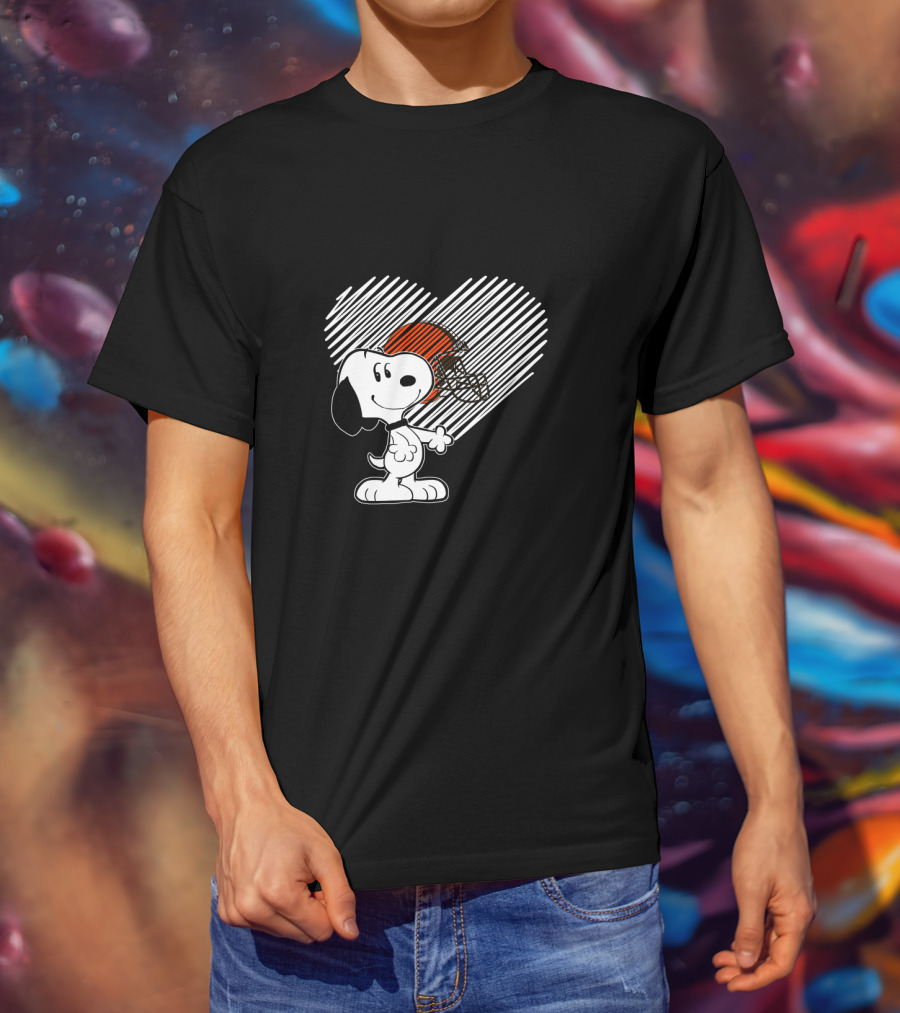 Snoopy Heart Cleveland Browns Fans Football Helmet T-Shirt