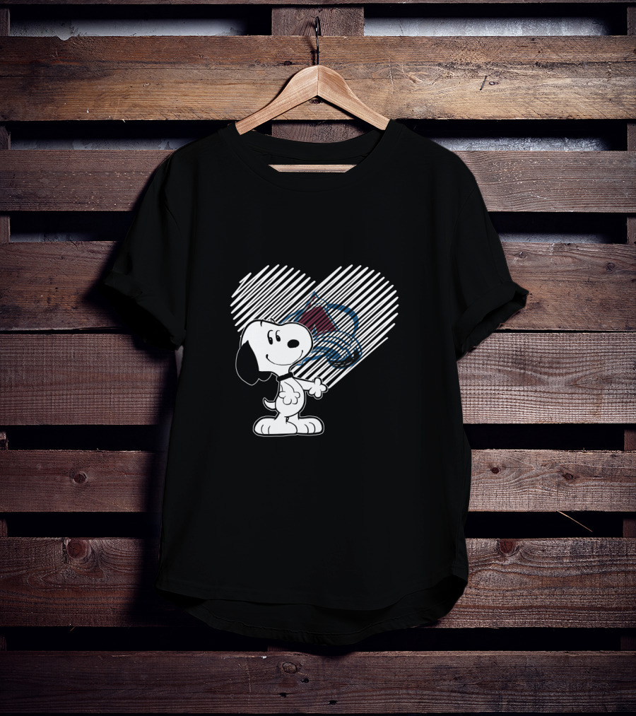 Snoopy Heart Colorado Avalanche Fan Art NHL Collaboration Peanuts T-Shirt