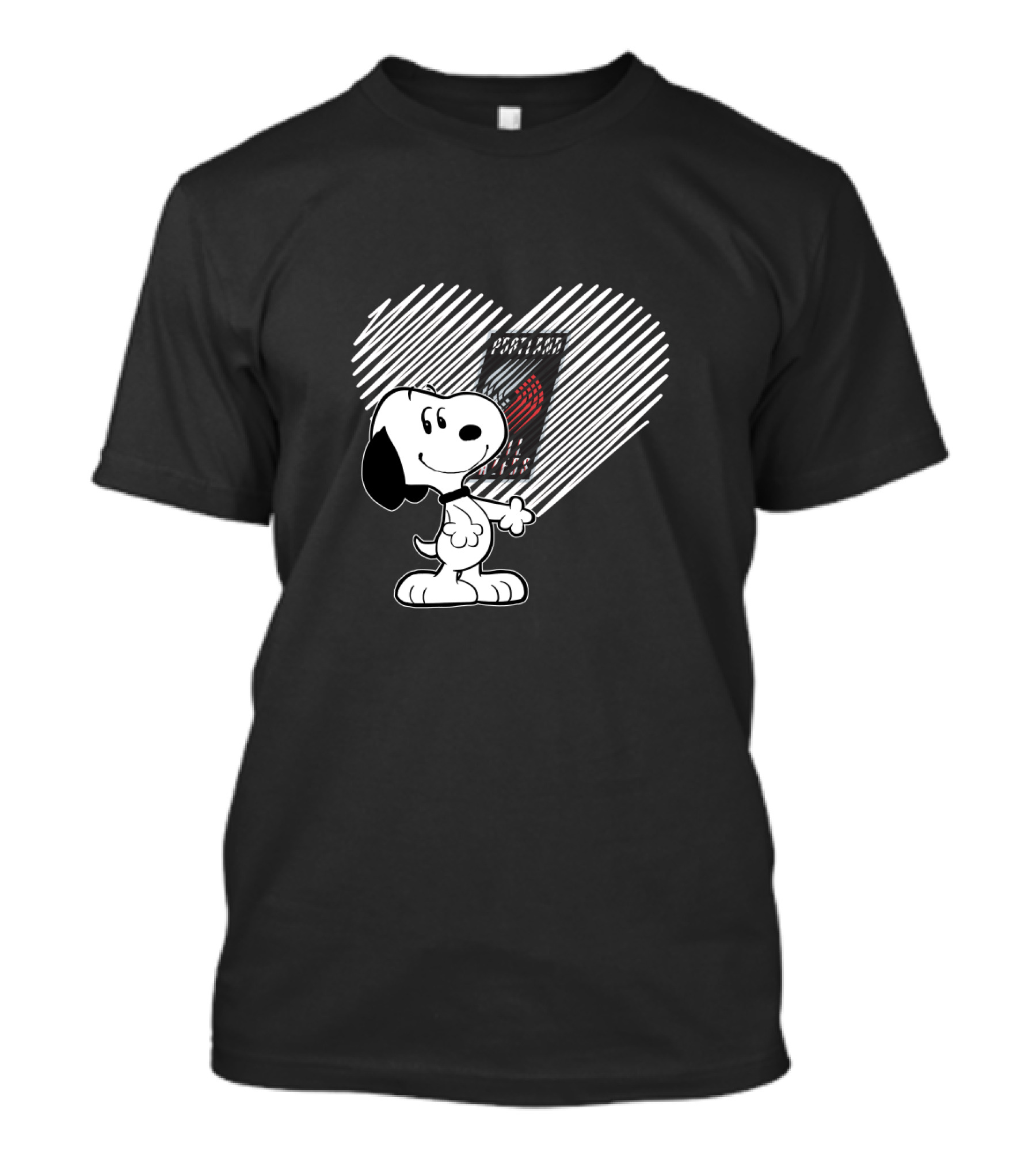 Snoopy Hearts Portland Trail Blazers Fans T-Shirt