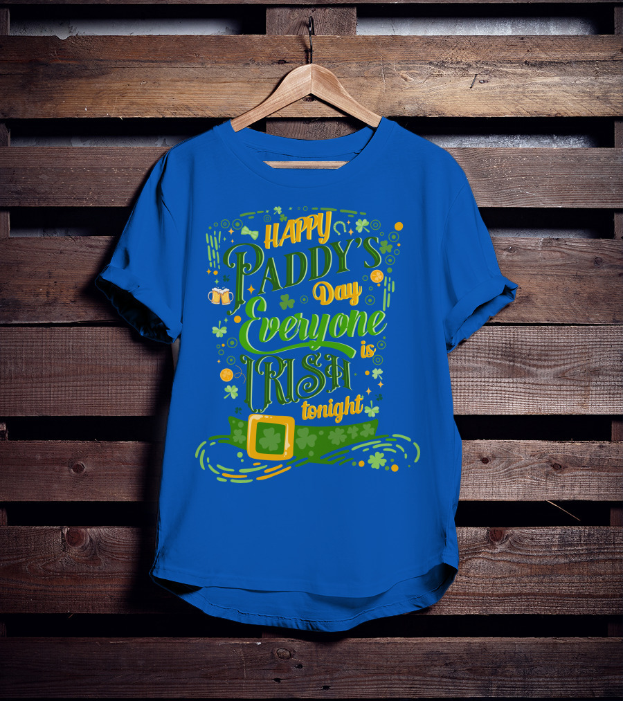 Happy Paddy's Day Everyone Is Irish Tonight Shamrock Hat And Beer Mugs T-Shirt