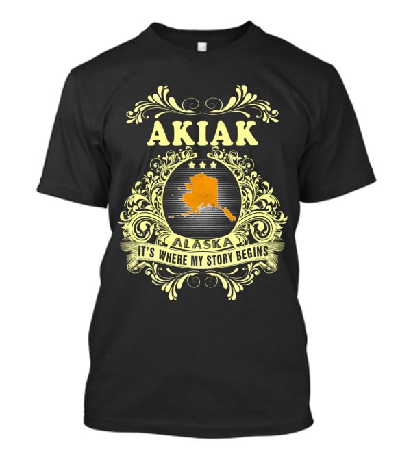 Akiak Alaska It's Where My Story Begins Vintage Alaska Map T-Shirt