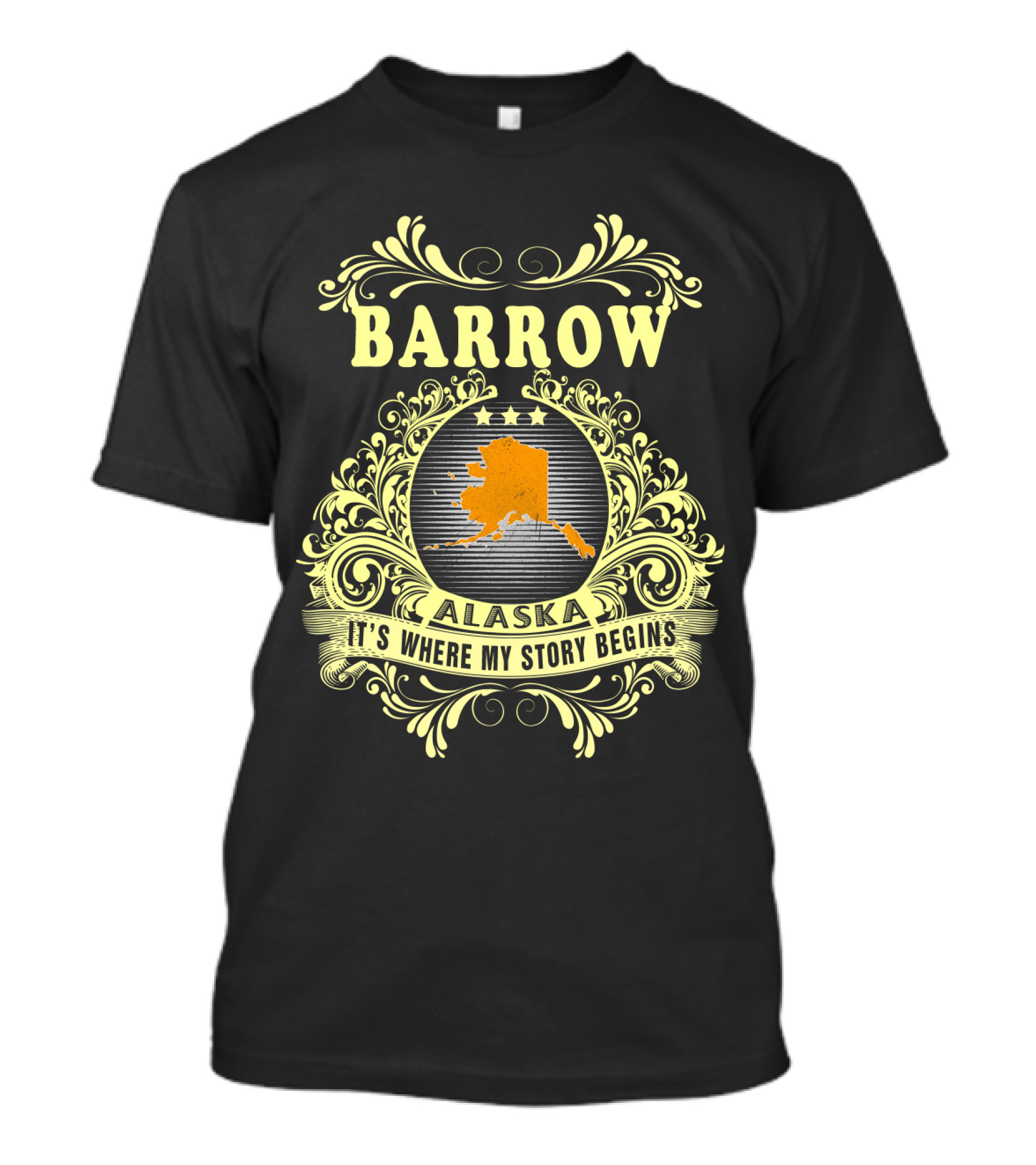 Barrow Alaska It's Where My Story Begins Ornate Map T-Shirt