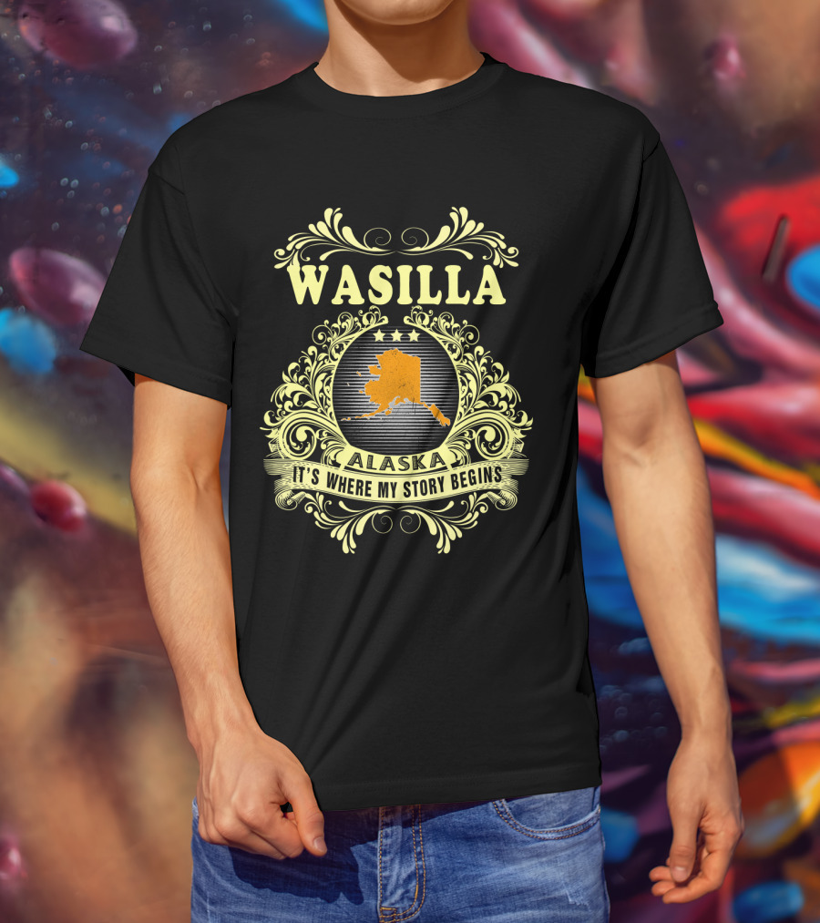 Wasilla Alaska It's Where My Story Begins Map T-Shirt