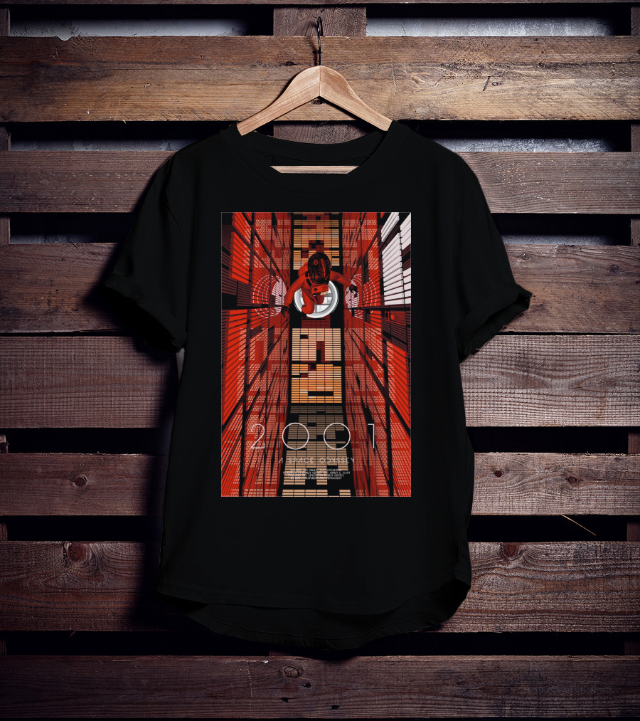 Futuristic Space Exploration In Red Hallway - 2001: A Space Odyssey T-Shirt