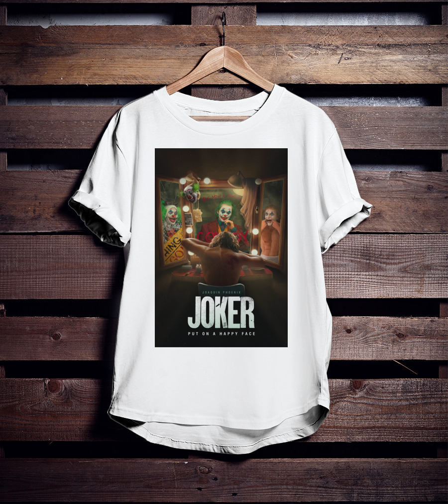 Joaquin Phoenix Joker Put On A Happy Face Mirror Reflection T-Shirt