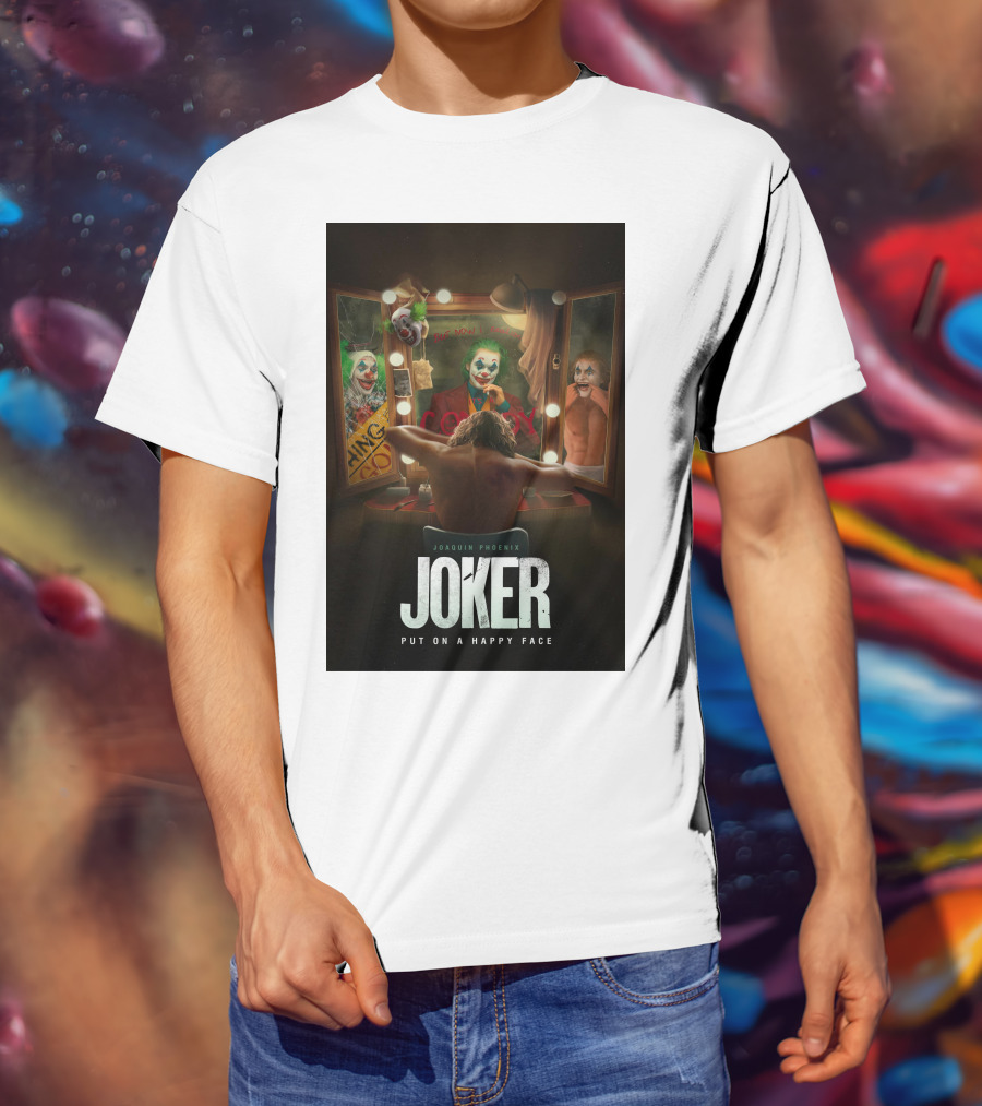 Joaquin Phoenix Joker Put On A Happy Face Mirror Reflection T-Shirt
