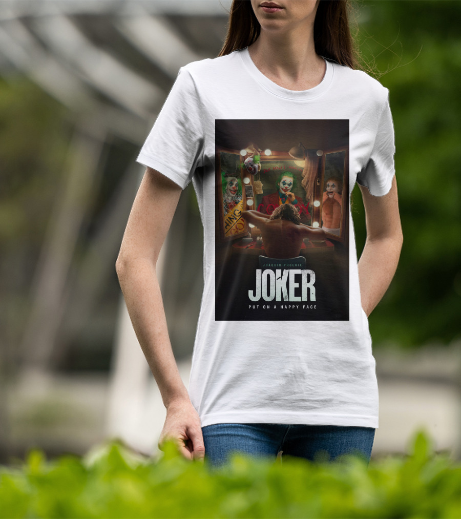 Joaquin Phoenix Joker Put On A Happy Face Mirror Reflection T-Shirt