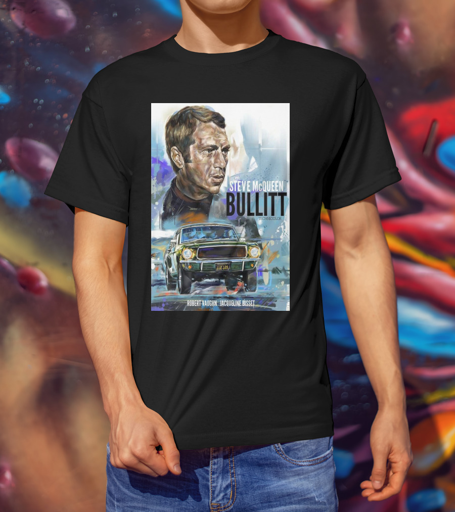 Steve Mcqueen Bullitt Robert Vaughn Jacqueline Bisset Technicolor Movie T-Shirt