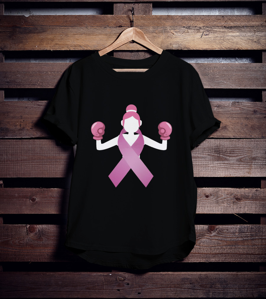 Breast Cancer Awareness Pink Ribbon Boxing Gloves Empowerment T-Shirt