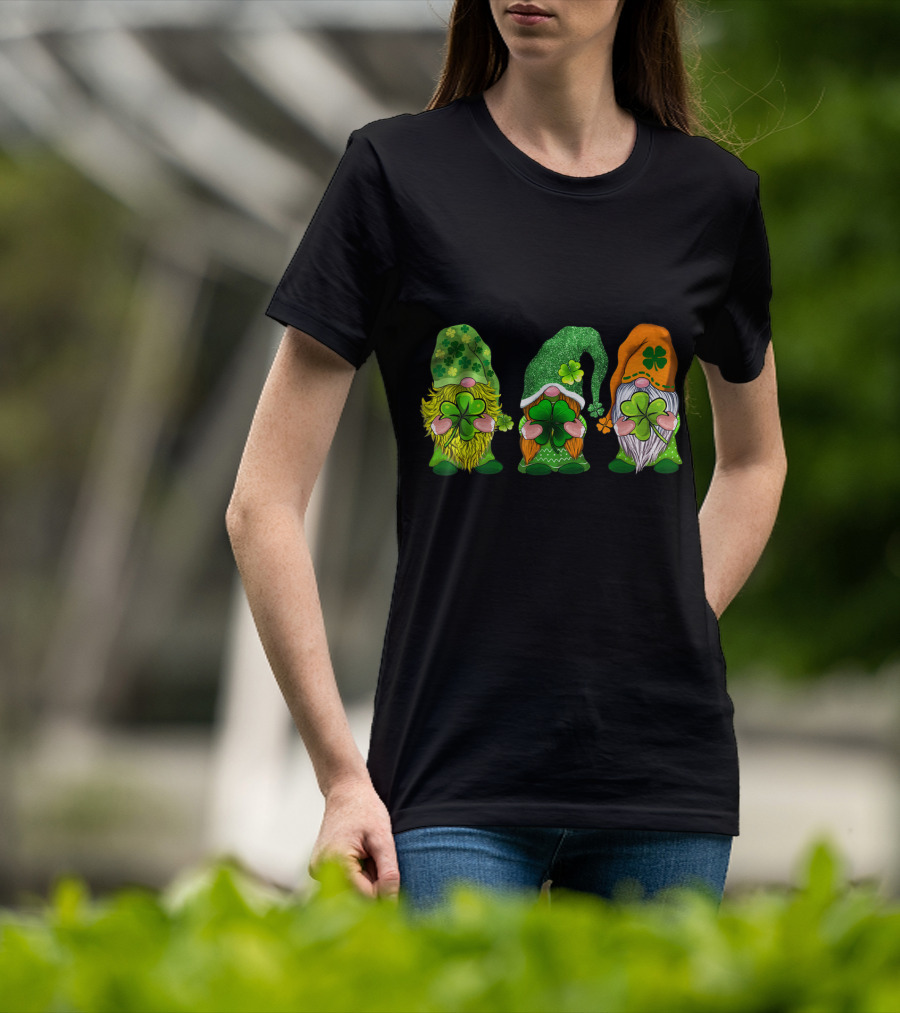 Happy St Patrick's Day Gnomes With Shamrock Hats And Beards T-Shirt