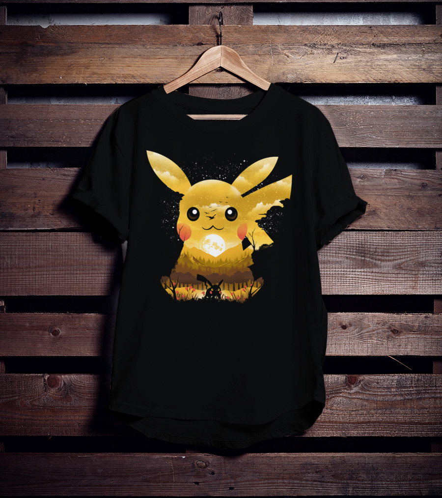 Pikachu Adorable Monster Moonlit Landscape T-Shirt